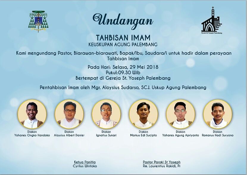 6 Calon Imam Diosesan Akan Ditahbiskan Di Palembang 6 Calon Imam Diosesan Akan Ditahbiskan Di Palembang